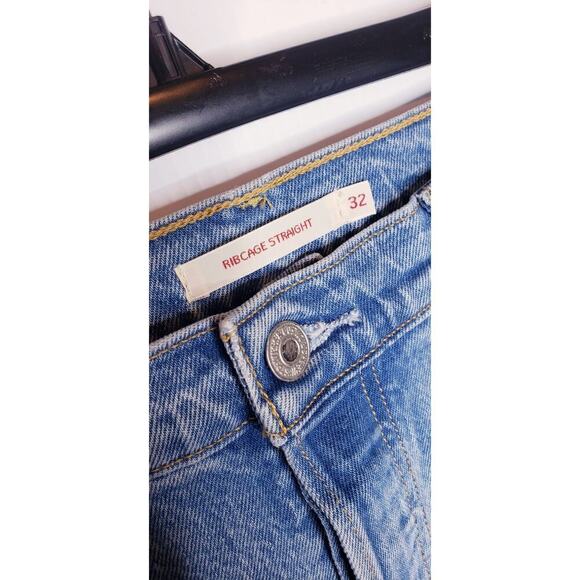 Levi's Premium Ribcage Straight Split Ankle Denim Jeans 32 x 29 Medium Wash NEW - Picture 4 of 11